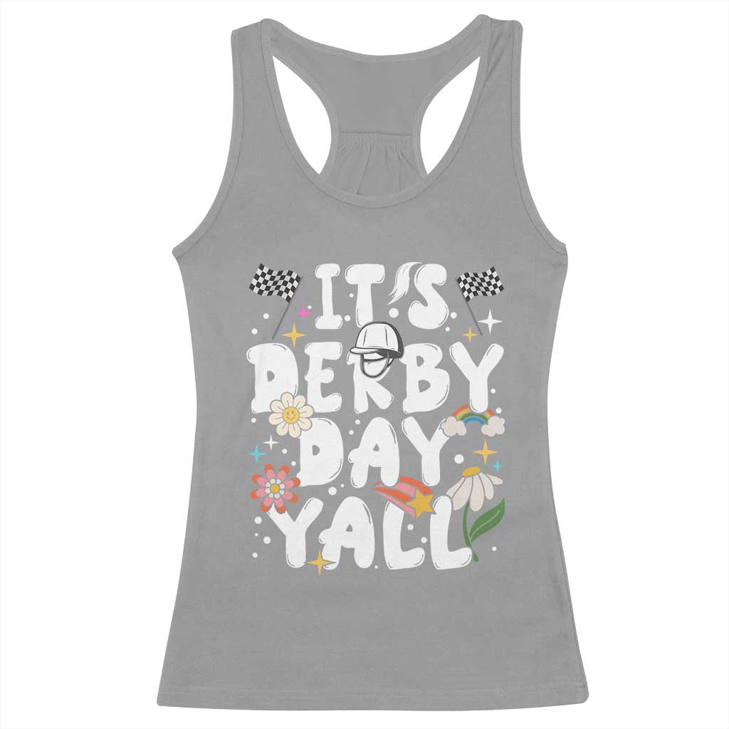 It's Derby Day Y'All Racerback Tank Top Retro Groovy KY Horse Racing