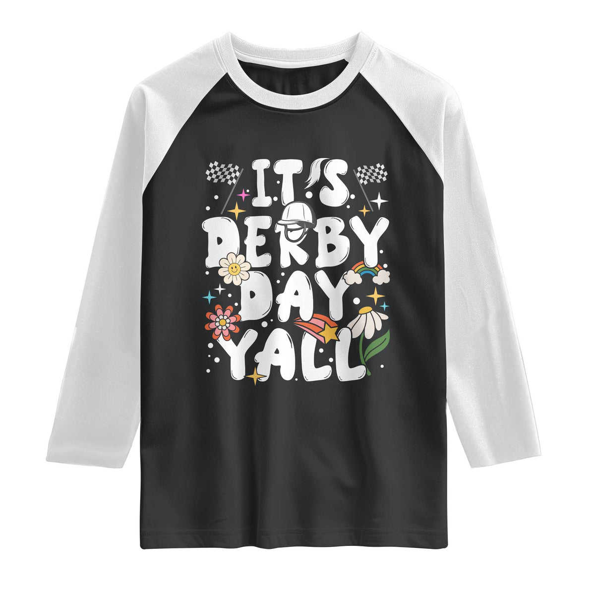 It's Derby Day Y'All Raglan Shirt Retro Groovy KY Horse Racing