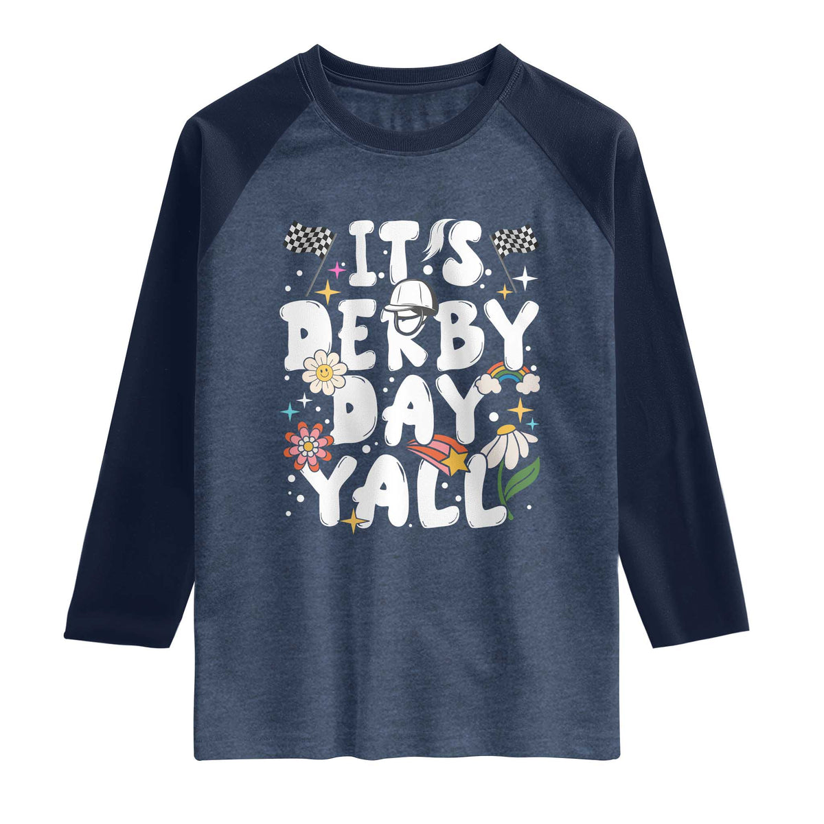 It's Derby Day Y'All Raglan Shirt Retro Groovy KY Horse Racing