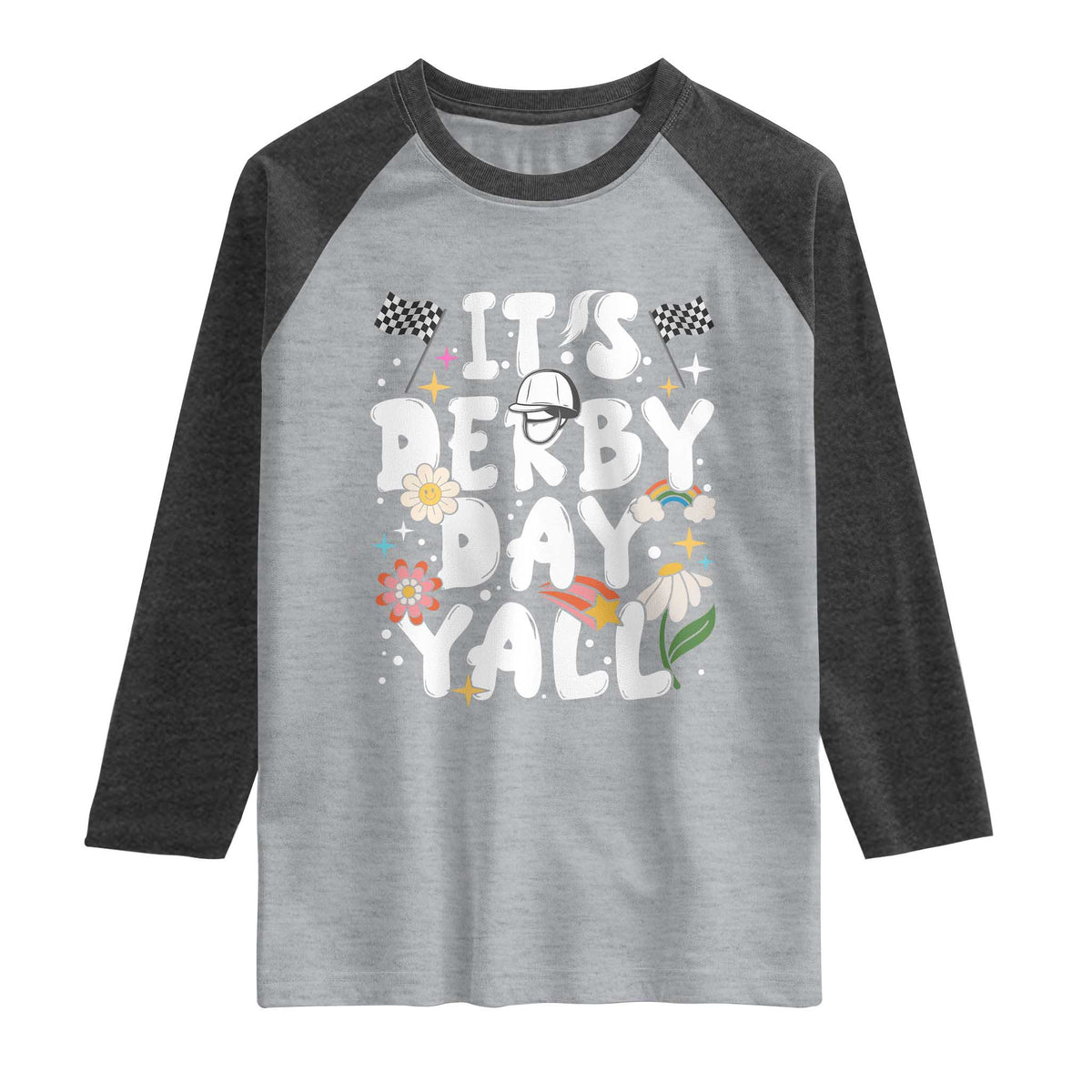 It's Derby Day Y'All Raglan Shirt Retro Groovy KY Horse Racing