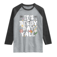 It's Derby Day Y'All Raglan Shirt Retro Groovy KY Horse Racing