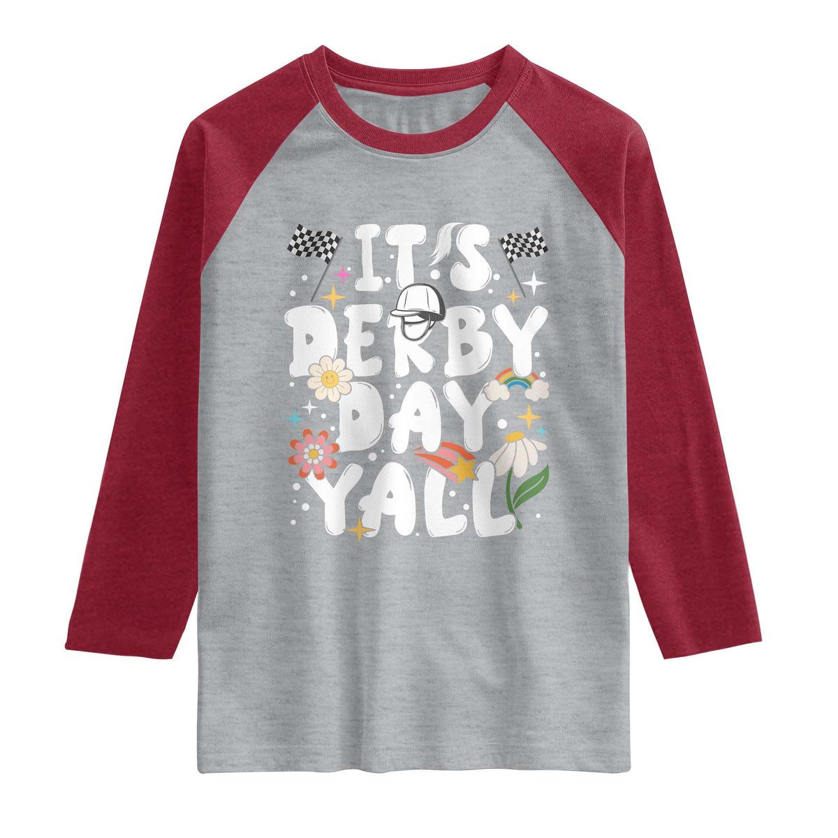 It's Derby Day Y'All Raglan Shirt Retro Groovy KY Horse Racing