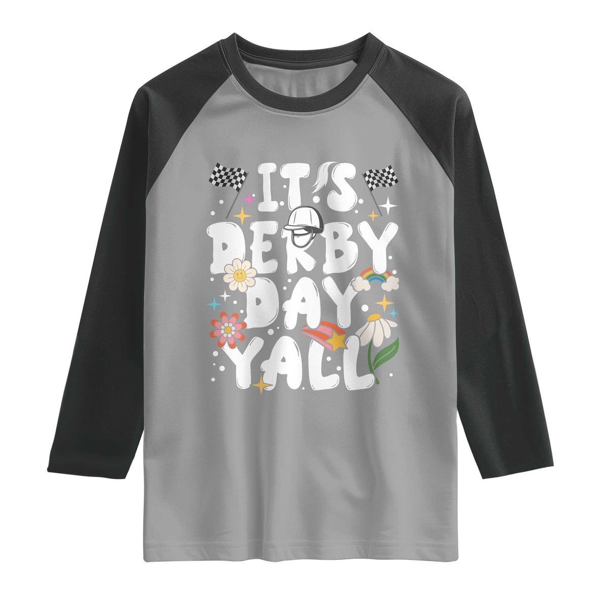 It's Derby Day Y'All Raglan Shirt Retro Groovy KY Horse Racing