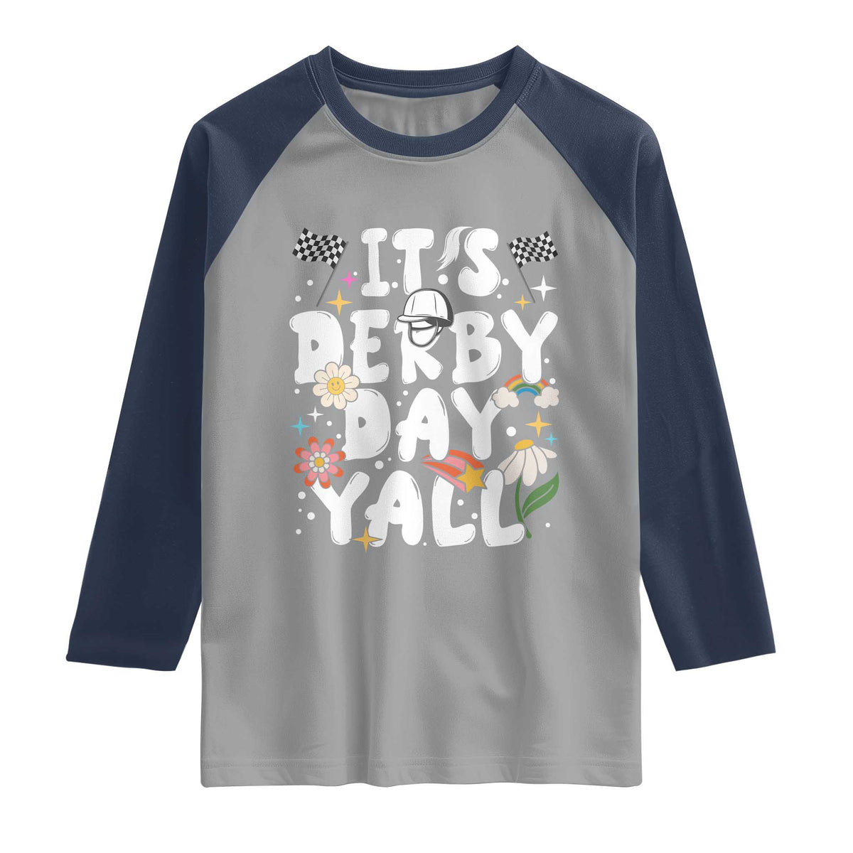 It's Derby Day Y'All Raglan Shirt Retro Groovy KY Horse Racing