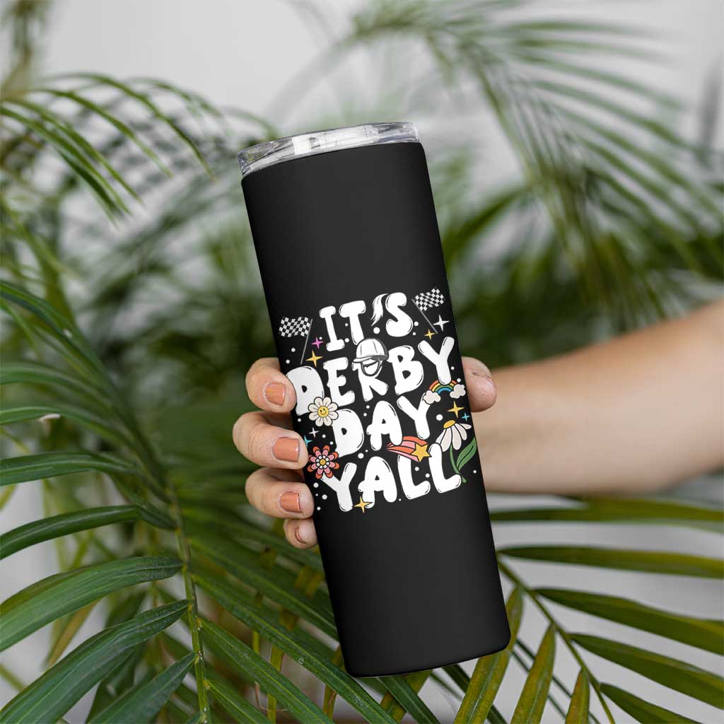 It's Derby Day Y'All Skinny Tumbler Retro Groovy KY Horse Racing