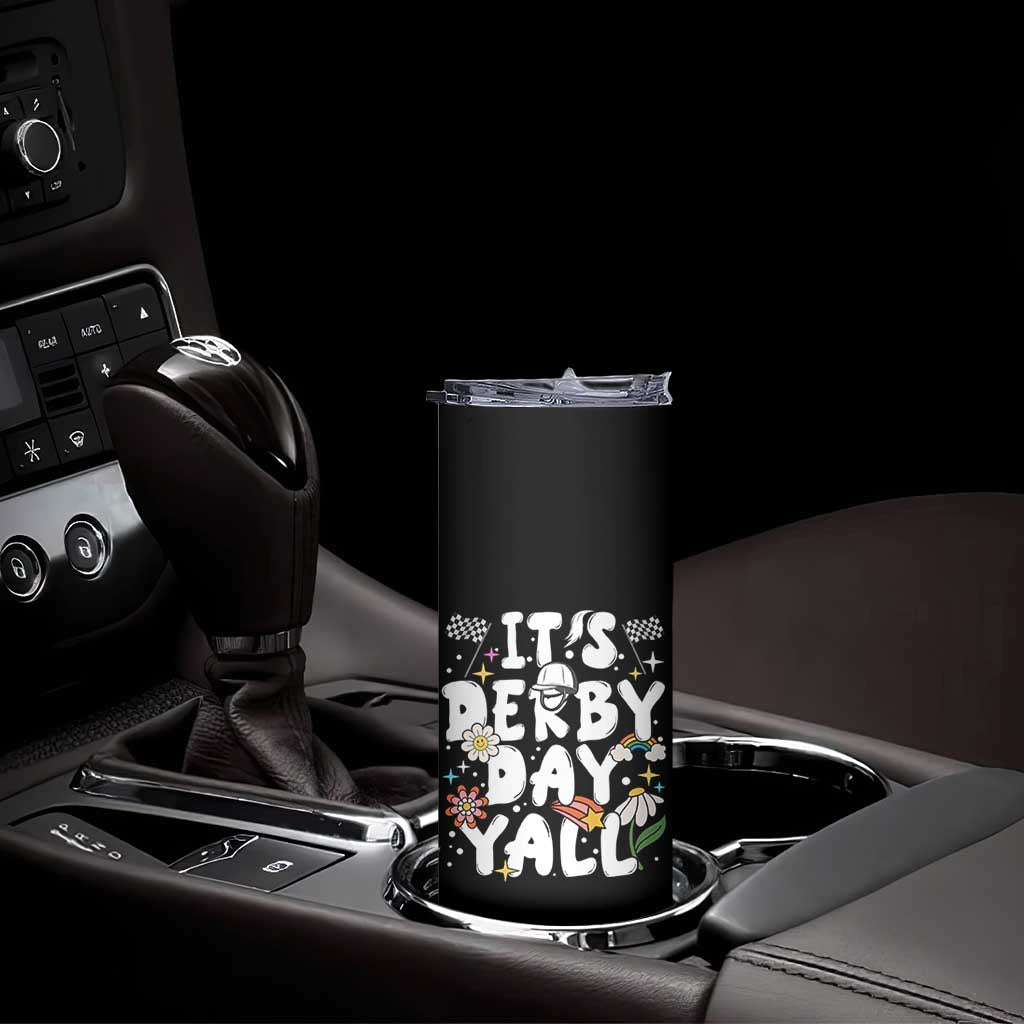 It's Derby Day Y'All Skinny Tumbler Retro Groovy KY Horse Racing