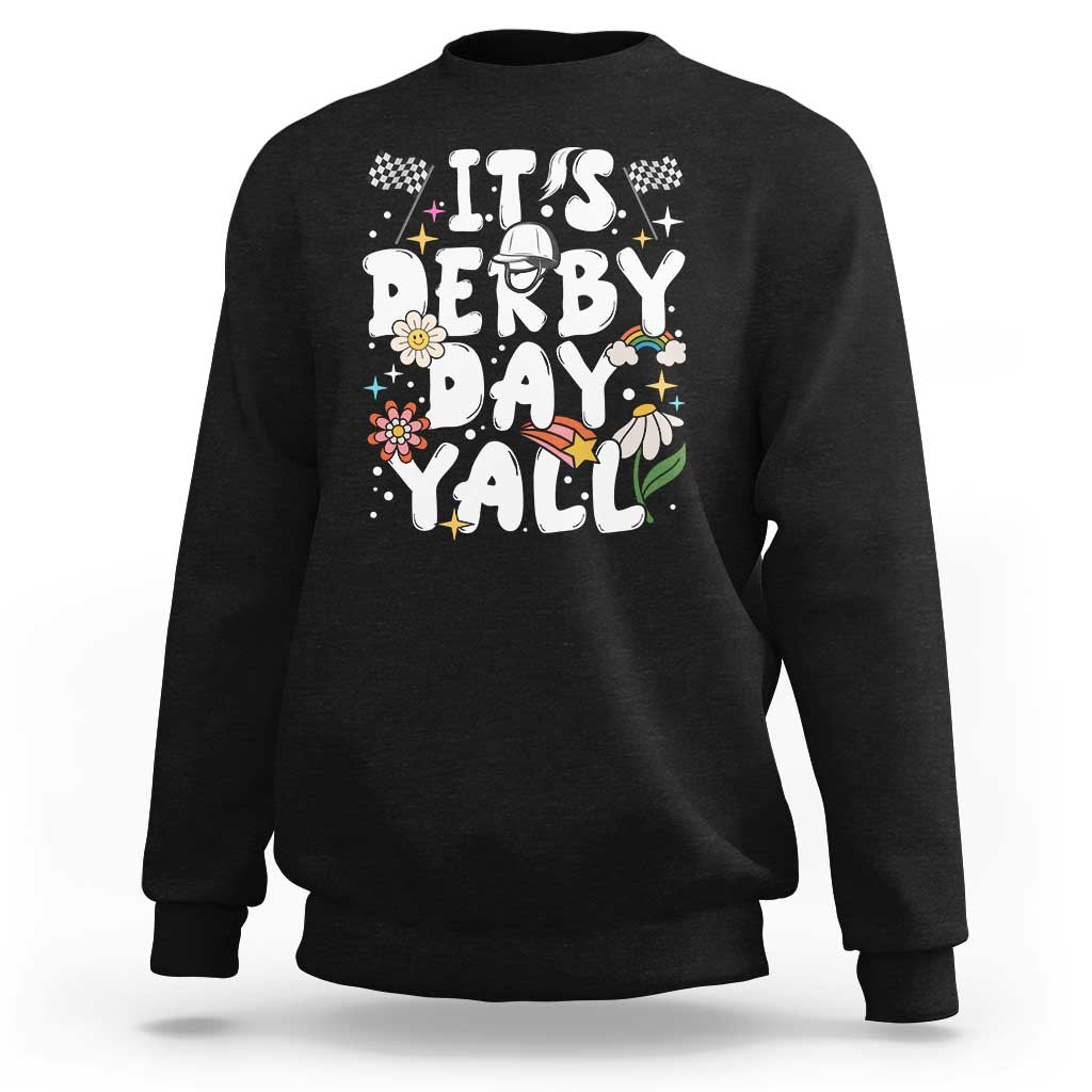 It's Derby Day Y'All Sweatshirt Retro Groovy KY Horse Racing