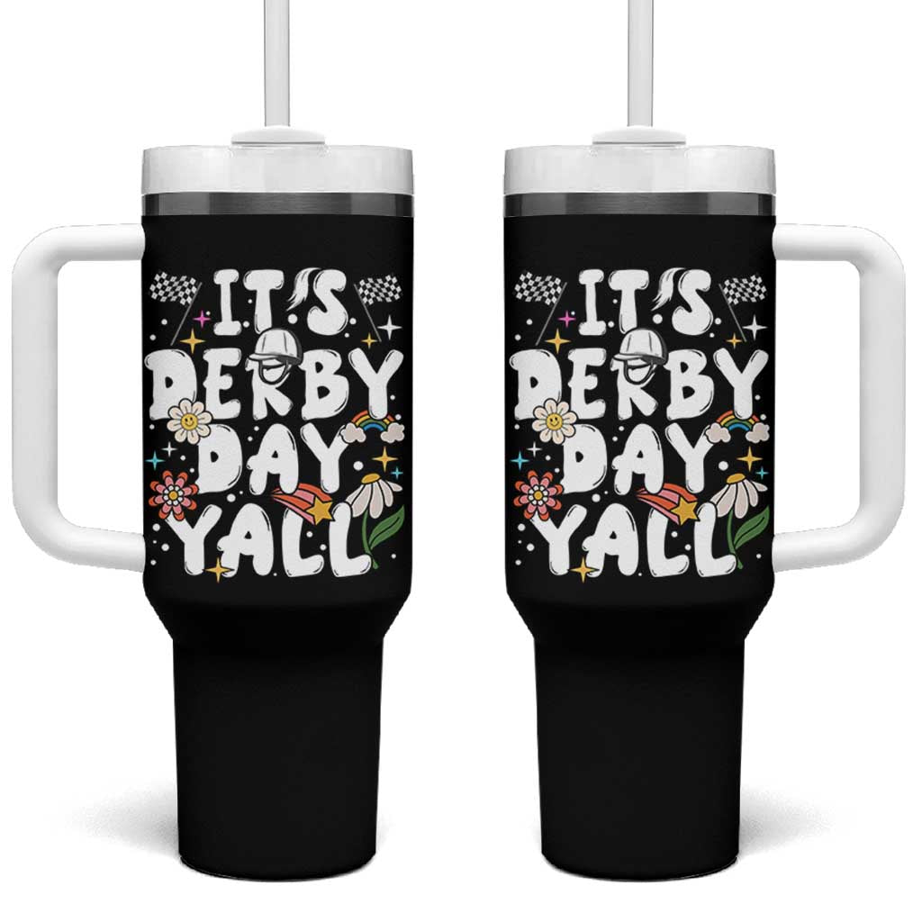 It's Derby Day Y'All Tumbler With Handle Retro Groovy KY Horse Racing