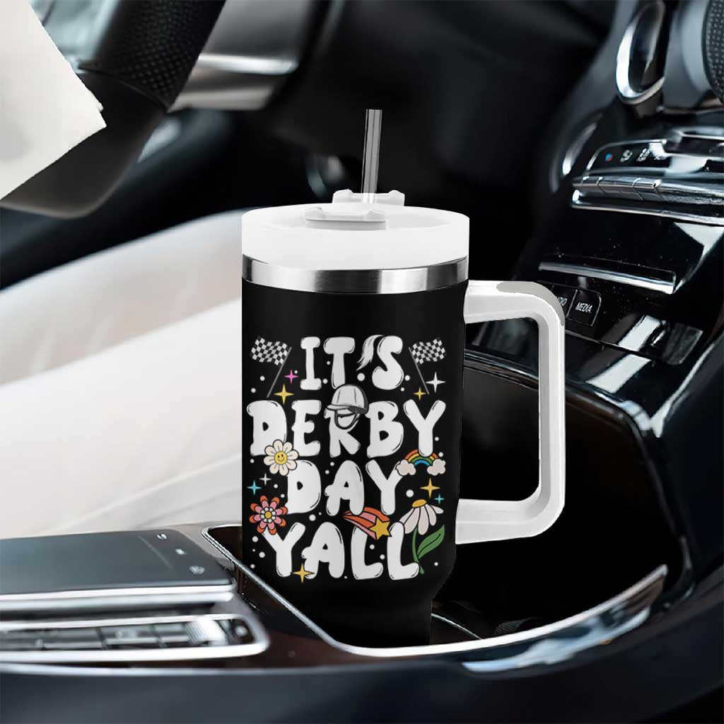It's Derby Day Y'All Tumbler With Handle Retro Groovy KY Horse Racing