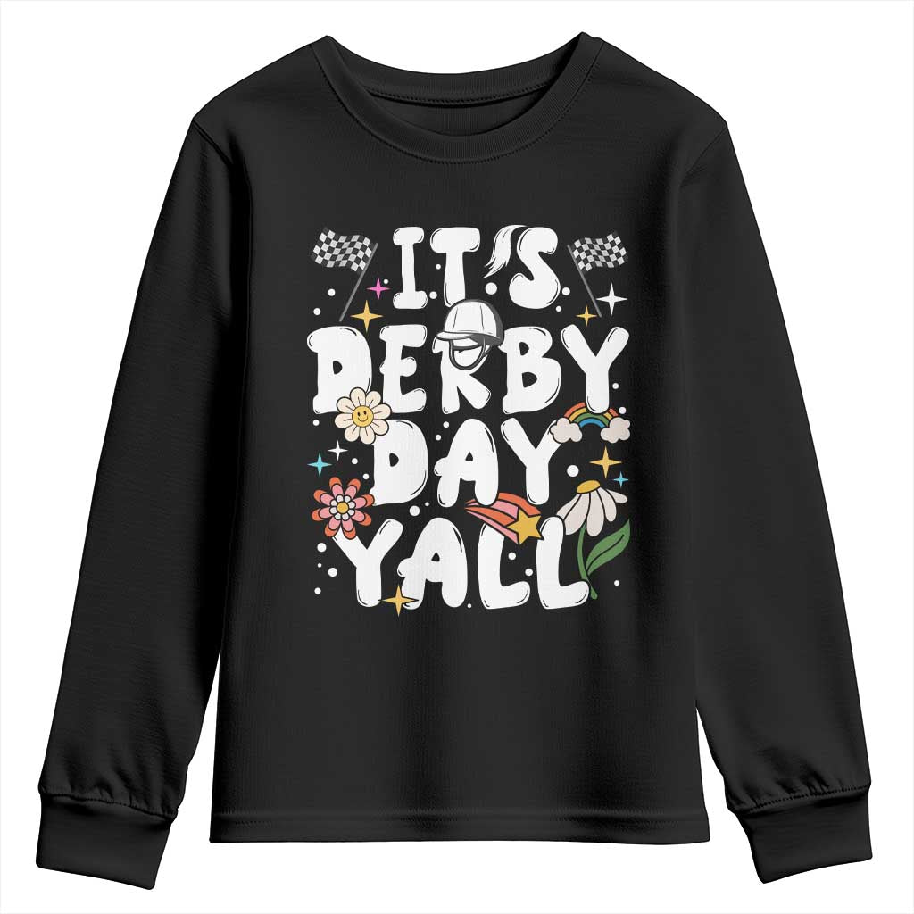 It's Derby Day Y'All Youth Sweatshirt Retro Groovy KY Horse Racing