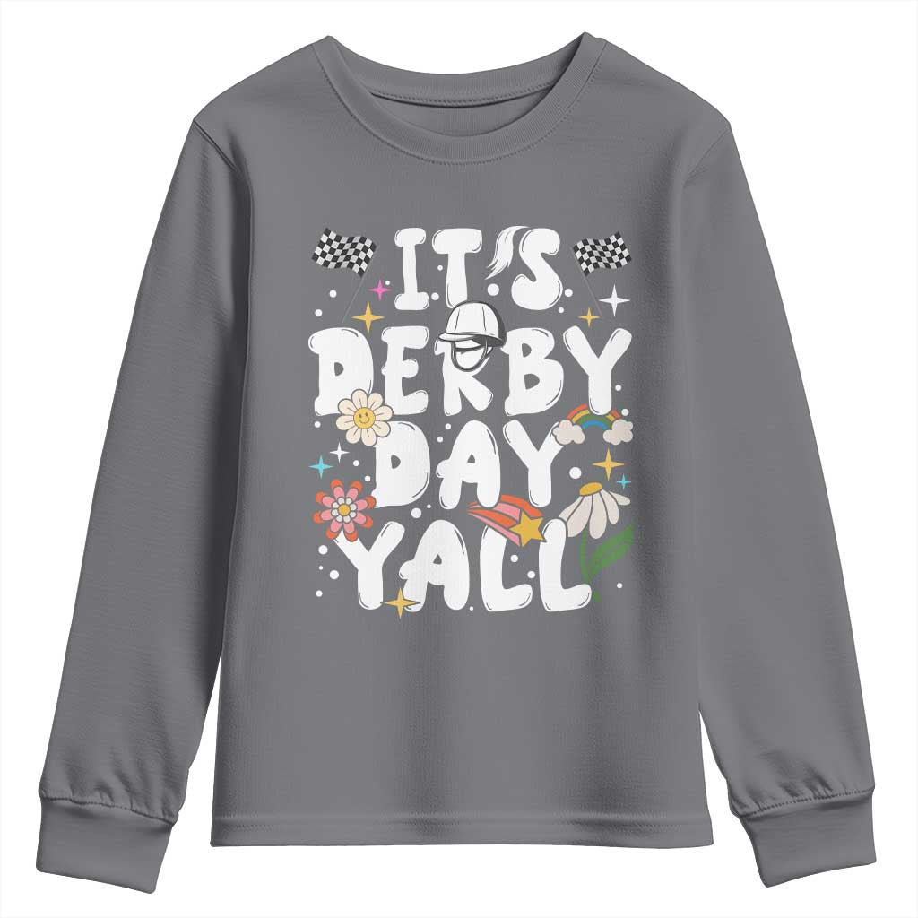 It's Derby Day Y'All Youth Sweatshirt Retro Groovy KY Horse Racing
