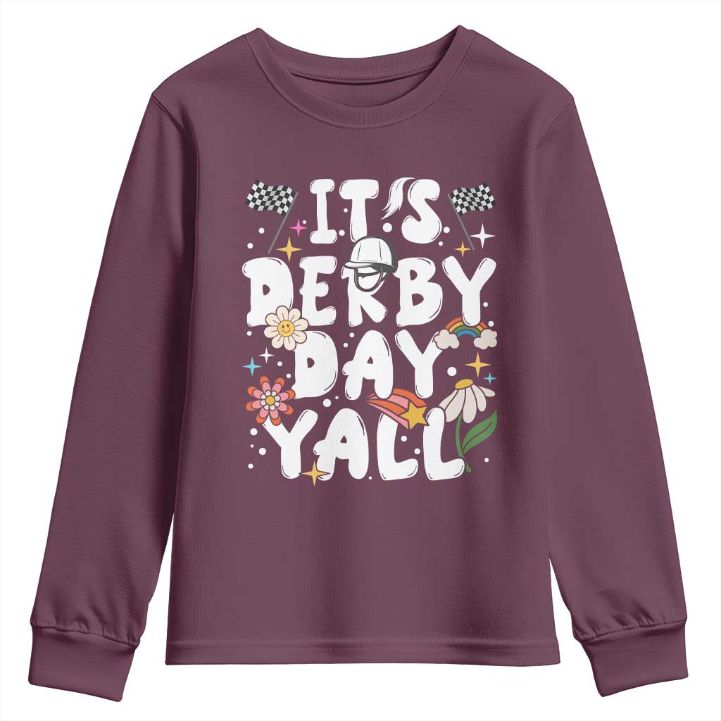 It's Derby Day Y'All Youth Sweatshirt Retro Groovy KY Horse Racing
