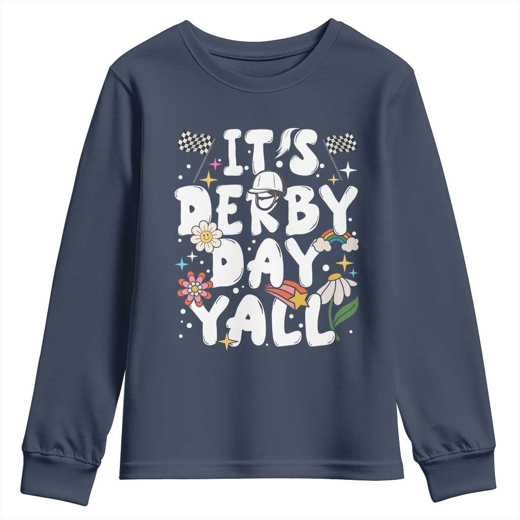 It's Derby Day Y'All Youth Sweatshirt Retro Groovy KY Horse Racing