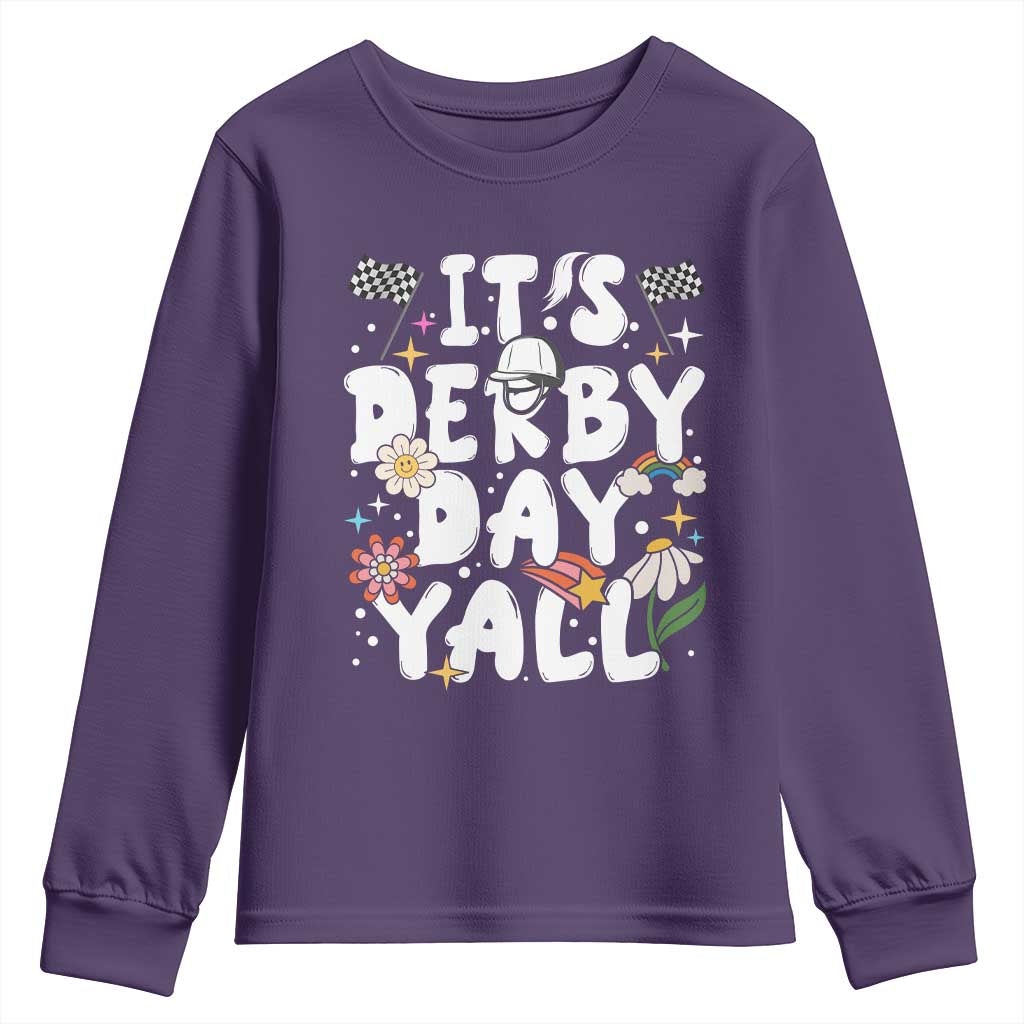 It's Derby Day Y'All Youth Sweatshirt Retro Groovy KY Horse Racing