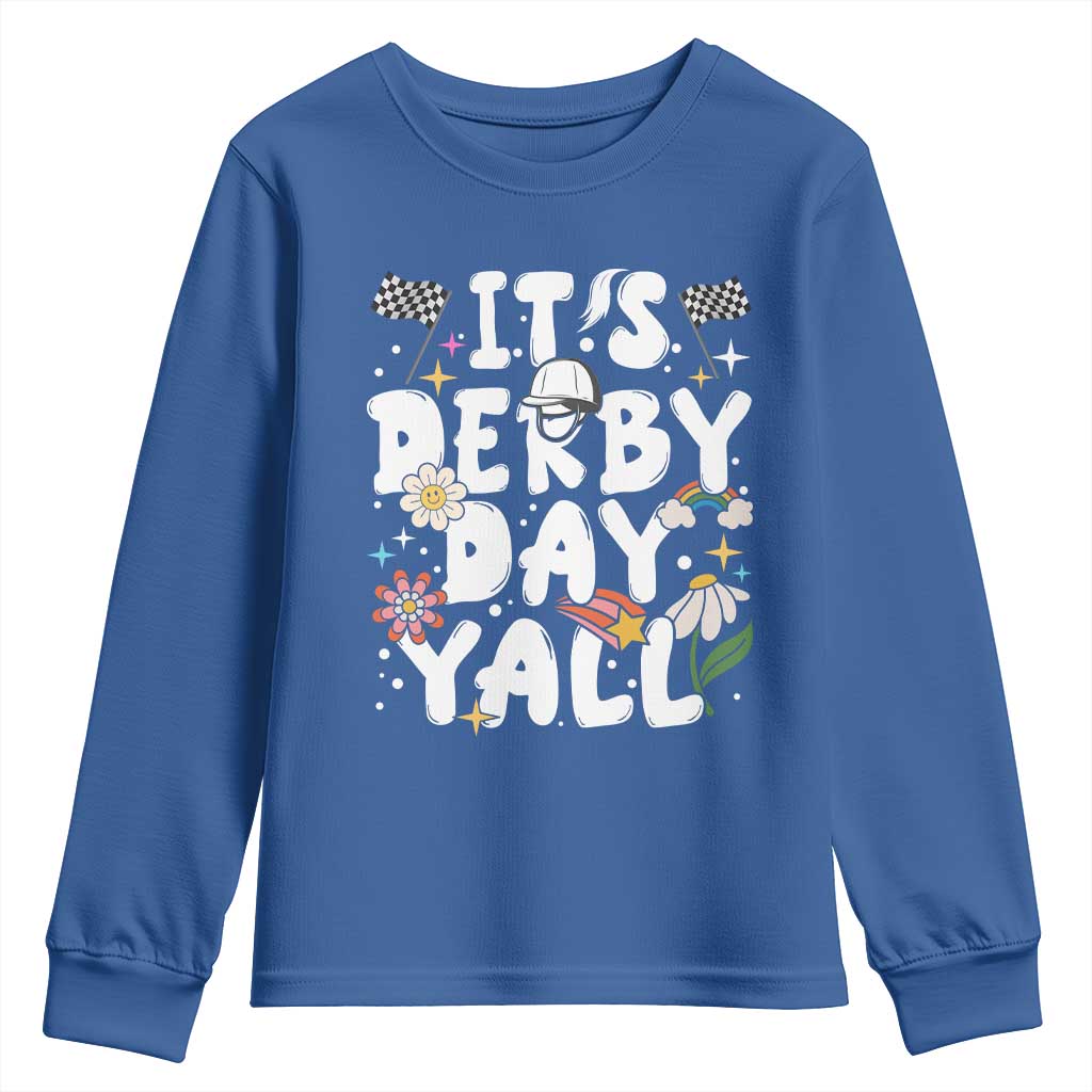 It's Derby Day Y'All Youth Sweatshirt Retro Groovy KY Horse Racing