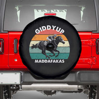Giddy Up Madafakas Retro Sunset Horse Racing Spare Tire Cover Funny Sarcastic Equestrian Jockey Vintage 70s