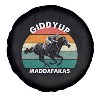 Giddy Up Madafakas Retro Sunset Horse Racing Spare Tire Cover Funny Sarcastic Equestrian Jockey Vintage 70s