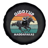 Giddy Up Madafakas Retro Sunset Horse Racing Spare Tire Cover Funny Sarcastic Equestrian Jockey Vintage 70s