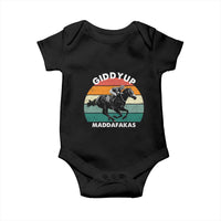 Giddy Up Madafakas Retro Sunset Horse Racing Baby Onesie Funny Sarcastic Equestrian Jockey Vintage 70s