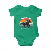 Giddy Up Madafakas Retro Sunset Horse Racing Baby Onesie Funny Sarcastic Equestrian Jockey Vintage 70s