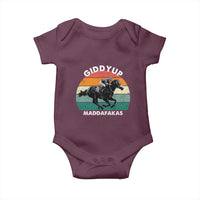Giddy Up Madafakas Retro Sunset Horse Racing Baby Onesie Funny Sarcastic Equestrian Jockey Vintage 70s