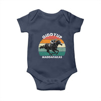 Giddy Up Madafakas Retro Sunset Horse Racing Baby Onesie Funny Sarcastic Equestrian Jockey Vintage 70s