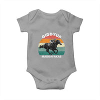 Giddy Up Madafakas Retro Sunset Horse Racing Baby Onesie Funny Sarcastic Equestrian Jockey Vintage 70s