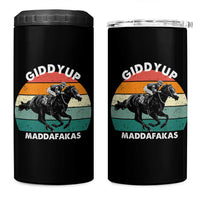 Giddy Up Madafakas Retro Sunset Horse Racing 4 in 1 Can Cooler Tumbler Funny Sarcastic Equestrian Jockey Vintage 70s