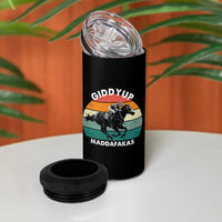 Giddy Up Madafakas Retro Sunset Horse Racing 4 in 1 Can Cooler Tumbler Funny Sarcastic Equestrian Jockey Vintage 70s