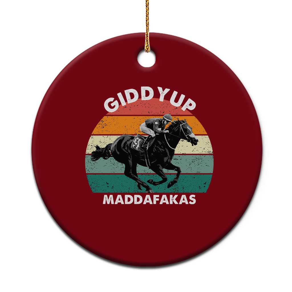 Giddy Up Madafakas Retro Sunset Horse Racing Ceramic Ornament Funny Sarcastic Equestrian Jockey Vintage 70s