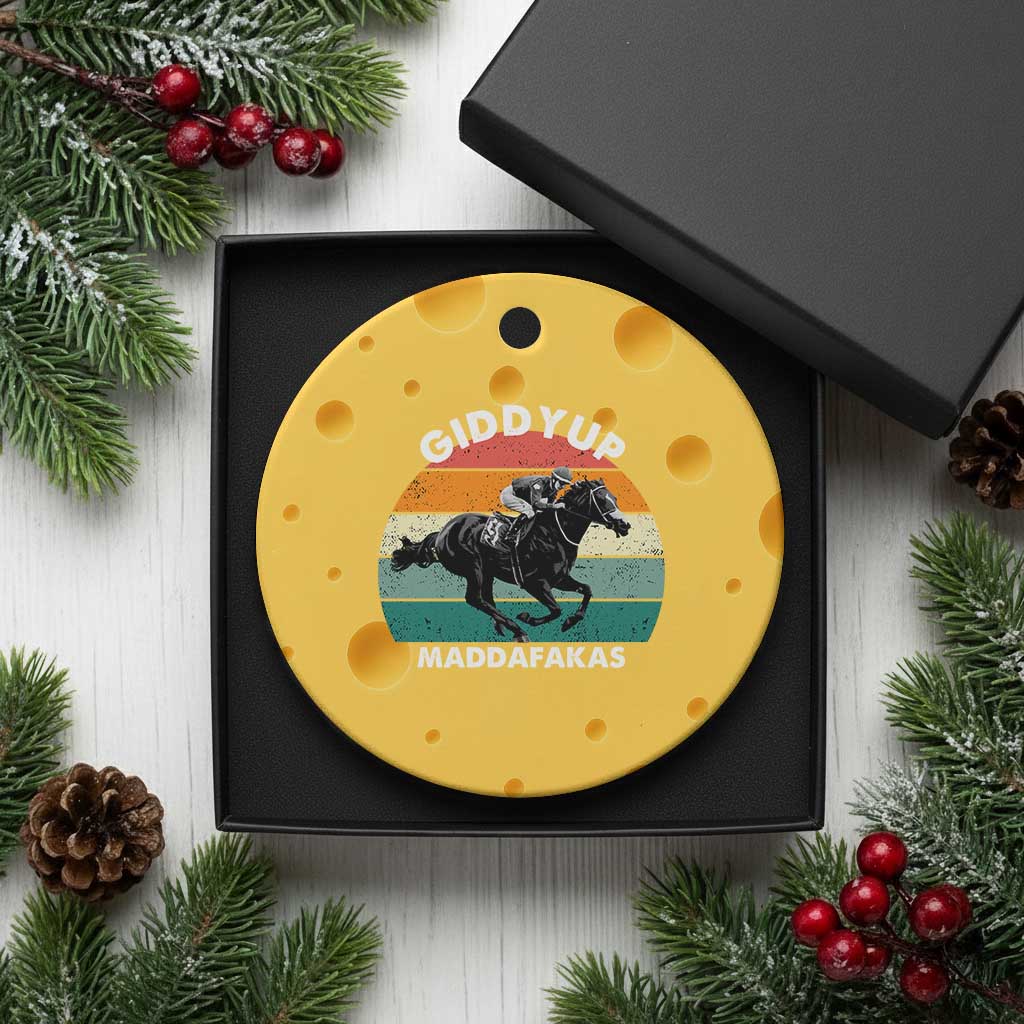 Giddy Up Madafakas Retro Sunset Horse Racing Ceramic Ornament Funny Sarcastic Equestrian Jockey Vintage 70s