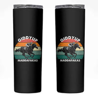 Giddy Up Madafakas Retro Sunset Horse Racing Skinny Tumbler Funny Sarcastic Equestrian Jockey Vintage 70s