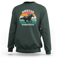 Giddy Up Madafakas Retro Sunset Horse Racing Sweatshirt Funny Sarcastic Equestrian Jockey Vintage 70s