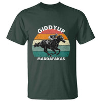 Giddy Up Madafakas Retro Sunset Horse Racing T Shirt Funny Sarcastic Equestrian Jockey Vintage 70s