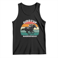 Giddy Up Madafakas Retro Sunset Horse Racing Tank Top Funny Sarcastic Equestrian Jockey Vintage 70s