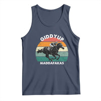 Giddy Up Madafakas Retro Sunset Horse Racing Tank Top Funny Sarcastic Equestrian Jockey Vintage 70s