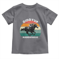 Giddy Up Madafakas Retro Sunset Horse Racing Toddler T Shirt Funny Sarcastic Equestrian Jockey Vintage 70s