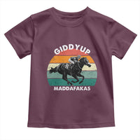 Giddy Up Madafakas Retro Sunset Horse Racing Toddler T Shirt Funny Sarcastic Equestrian Jockey Vintage 70s