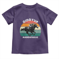 Giddy Up Madafakas Retro Sunset Horse Racing Toddler T Shirt Funny Sarcastic Equestrian Jockey Vintage 70s