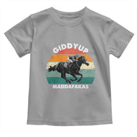 Giddy Up Madafakas Retro Sunset Horse Racing Toddler T Shirt Funny Sarcastic Equestrian Jockey Vintage 70s