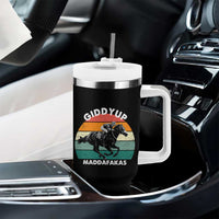 Giddy Up Madafakas Retro Sunset Horse Racing Tumbler With Handle Funny Sarcastic Equestrian Jockey Vintage 70s