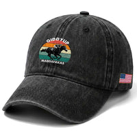 Giddy Up Madafakas Retro Sunset Horse Racing Washed Cotton Baseball Cap Funny Sarcastic Equestrian Jockey Vintage 70s