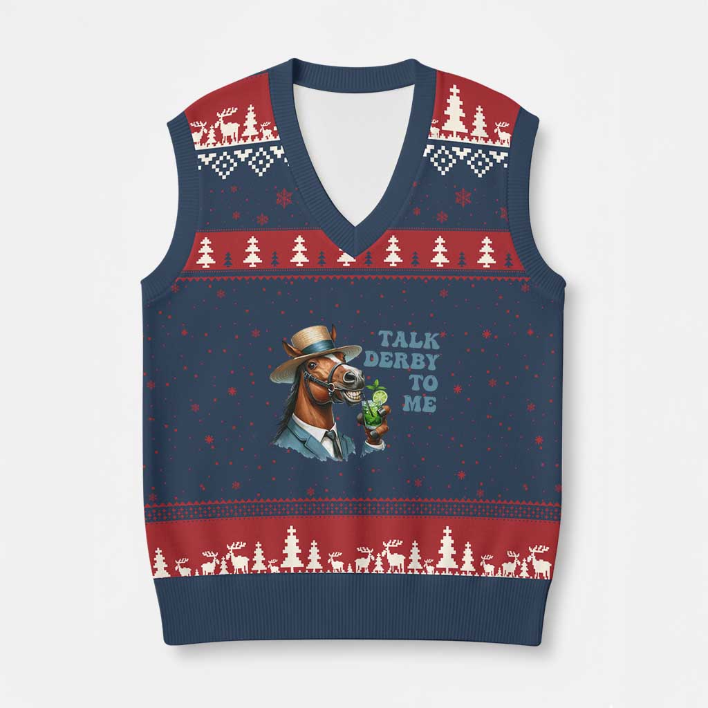 Talk Derby To Me V-Neck Knit Sweater Vest Funny Horse Racing KY Racing Day