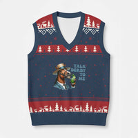 Talk Derby To Me V-Neck Knit Sweater Vest Funny Horse Racing KY Racing Day