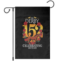 Celebrating 152 Years Horse Racing Anniversary Horseshoe Graphic Garden Flag Elegant Run Lucky Charm Floral 152nd Anniversary