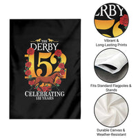 Celebrating 152 Years Horse Racing Anniversary Horseshoe Graphic Garden Flag Elegant Run Lucky Charm Floral 152nd Anniversary