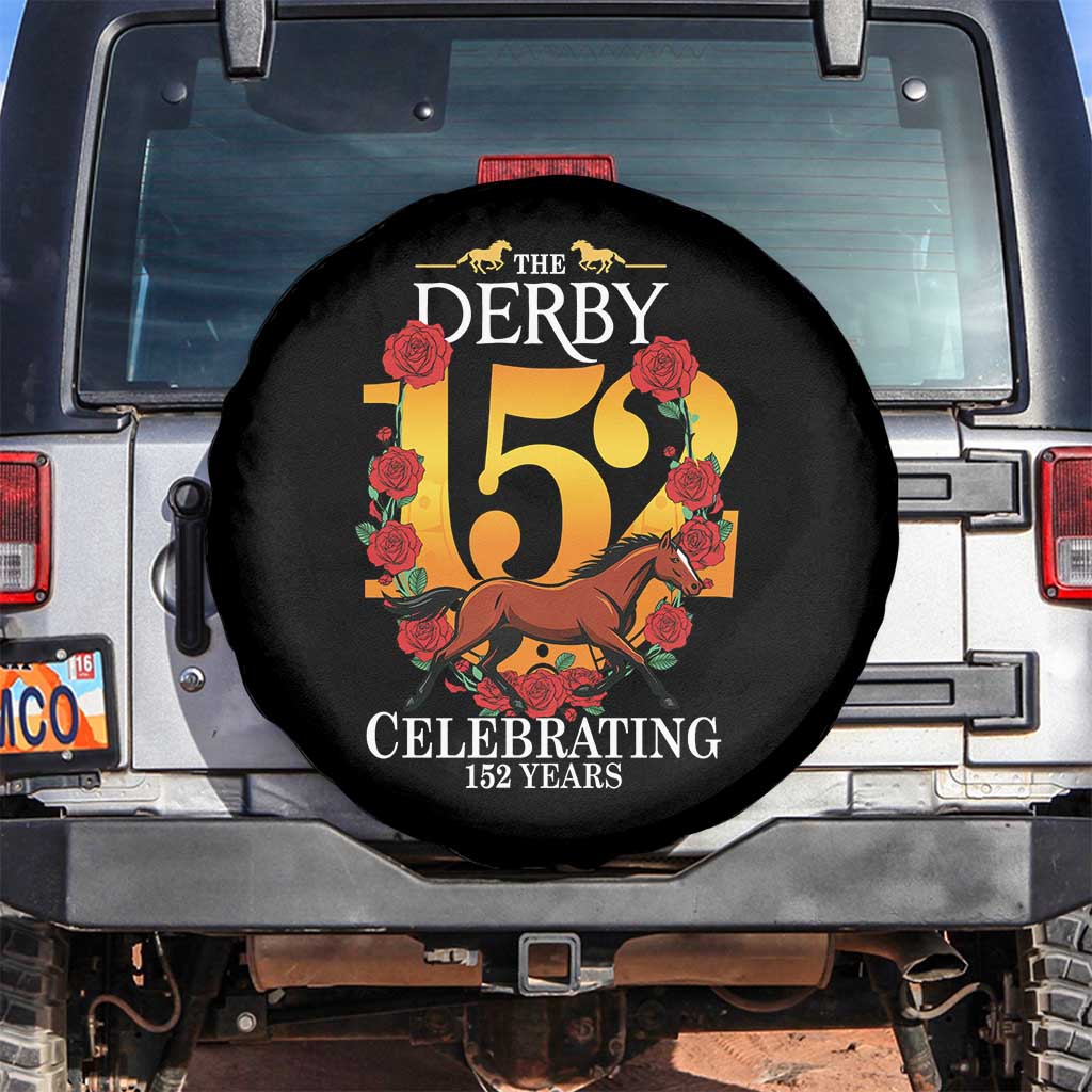 Celebrating 152 Years Horse Racing Anniversary Horseshoe Graphic Spare Tire Cover Elegant Run Lucky Charm Floral 152nd Anniversary