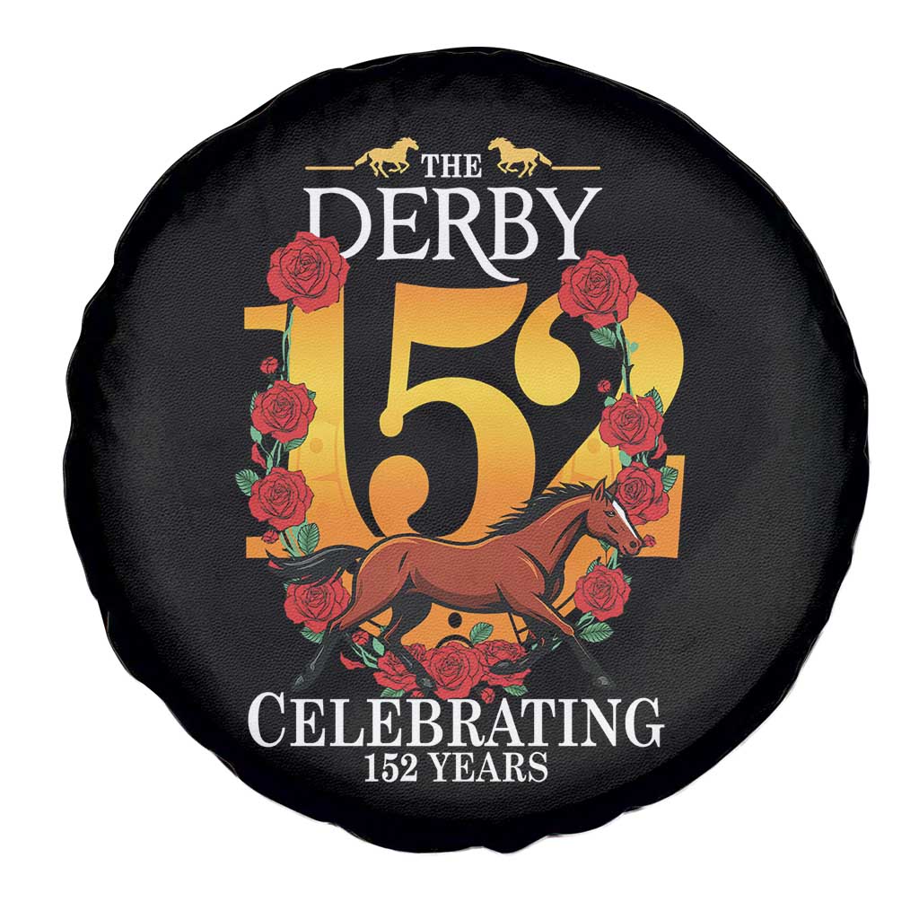 Celebrating 152 Years Horse Racing Anniversary Horseshoe Graphic Spare Tire Cover Elegant Run Lucky Charm Floral 152nd Anniversary