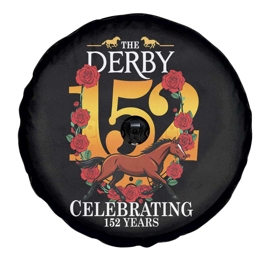 Celebrating 152 Years Horse Racing Anniversary Horseshoe Graphic Spare Tire Cover Elegant Run Lucky Charm Floral 152nd Anniversary