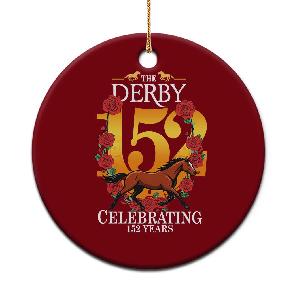 Celebrating 152 Years Horse Racing Anniversary Horseshoe Graphic Ceramic Ornament Elegant Run Lucky Charm Floral 152nd Anniversary